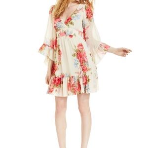 Betsey Johnson Bell-Sleeve Floral Midi Dress size 6